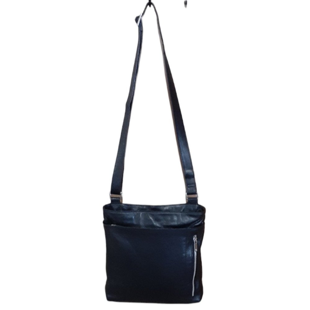 Pelle Crossbody Messenger Bag Black Leather